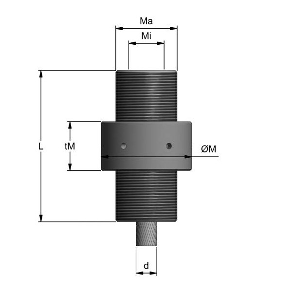 Fatzer Cylindrical Spelter Socket with Thread Diagram