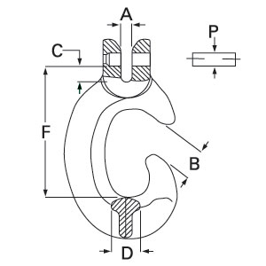 Grade 8 Clevis 'C' Hooks - Diagram