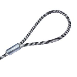 Stainless Steel Ferrule pressed on wire rope to make a soft eye assembly