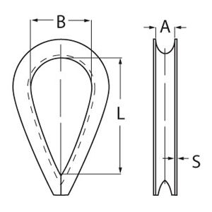 Stainless Steel Wire Rope Thimble - Diagram